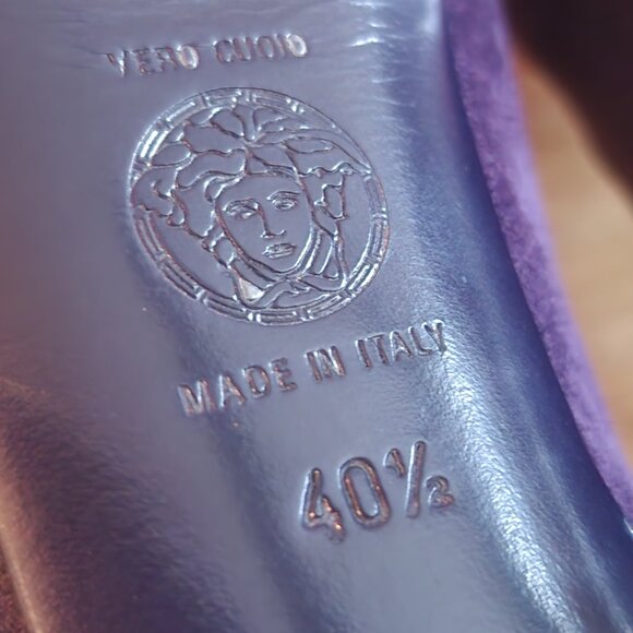 Versace Shoes Womens Size 40.5 Multicolor Suede Leather Platform High Heel Italy - Picture 14 of 14